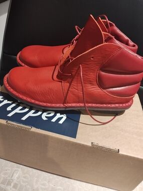Red Leather Chukka Boots with Padded Collar